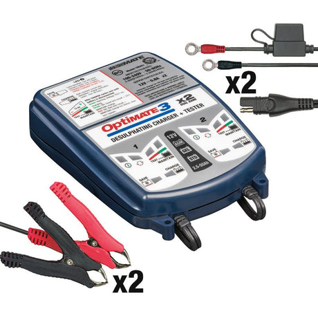 TECMATE OPTIMATE 3 DUAL BANK CHARGER (TM - 451) - DRIVEN Canada's Powersports 5425006145510TM - 451