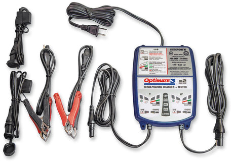 TECMATE OPTIMATE 3 DUAL BANK CHARGER (TM - 451) - DRIVEN Canada's Powersports 5425006145510TM - 451