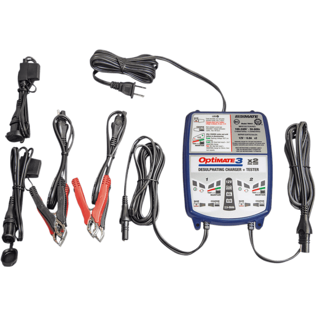 TECMATE OPTIMATE 3 DUAL BANK CHARGER (TM - 451) - DRIVEN Canada's Powersports 5425006145510TM - 451