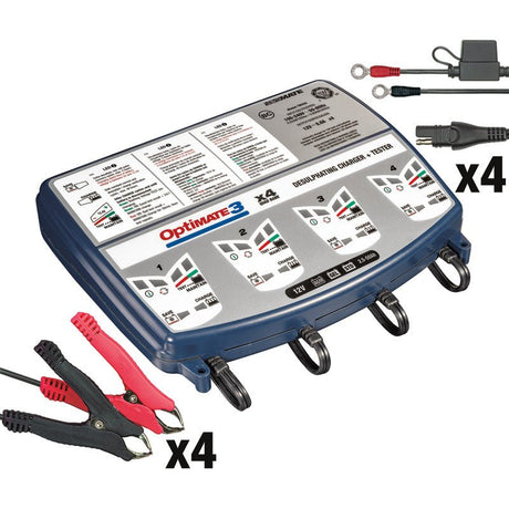 TECMATE OPTIMATE 3 QUAD BANK CHARGER (TM - 455) - DRIVEN Canada's Powersports 5425006145558TM - 455