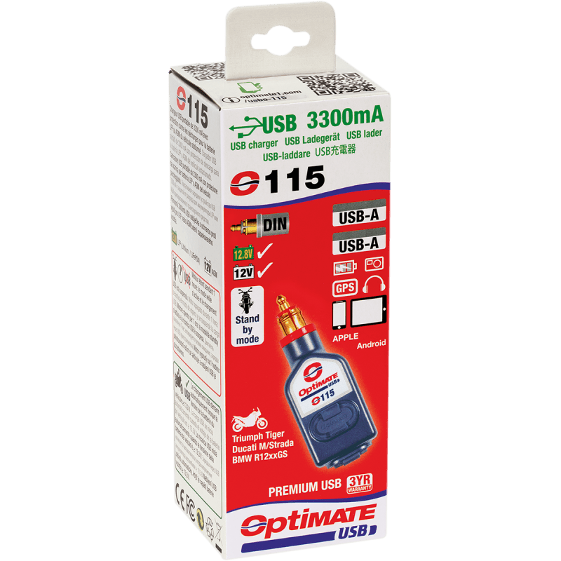 TECMATE OPTIMATE 3300MA DUAL USB (O - 115V2) - DRIVEN Canada's Powersports 5425006140683O - 115V2