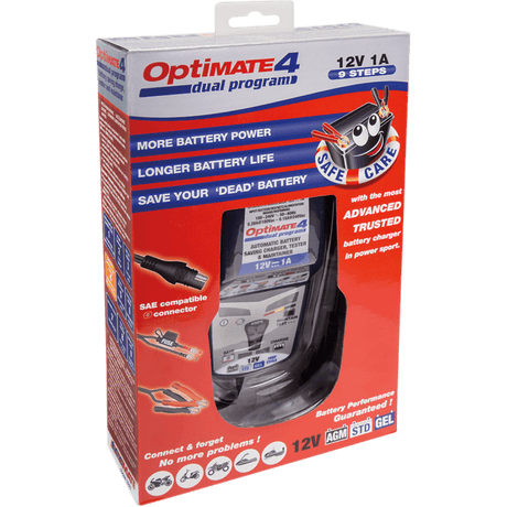 TECMATE OPTIMATE 4 DUAL PROGRAM CHARGER (TM - 341) - DRIVEN Canada's Powersports 5425006145411TM - 341