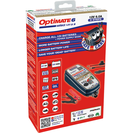 TECMATE OPTIMATE 6 SELECT 12V 6A (TM - 371) - DRIVEN Canada's Powersports 5425006140775TM - 371