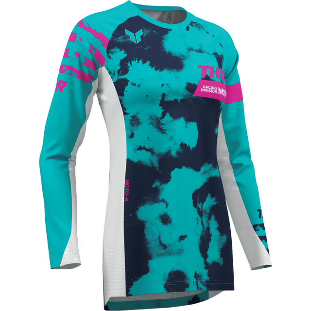 THOR JERSEY WMN LAUNCHMODE BLEACH WT/AQ - DRIVEN Canada's Powersports 2911 - 03452911 - 0345