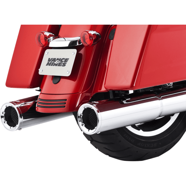 VANCE AND HINES 4 1/2" HI - OUTPUT SLIP - ON EXHAUST CHROME MUFFLERS / CHROME END CAPS - 16463 - Driven Powersports Inc.16463