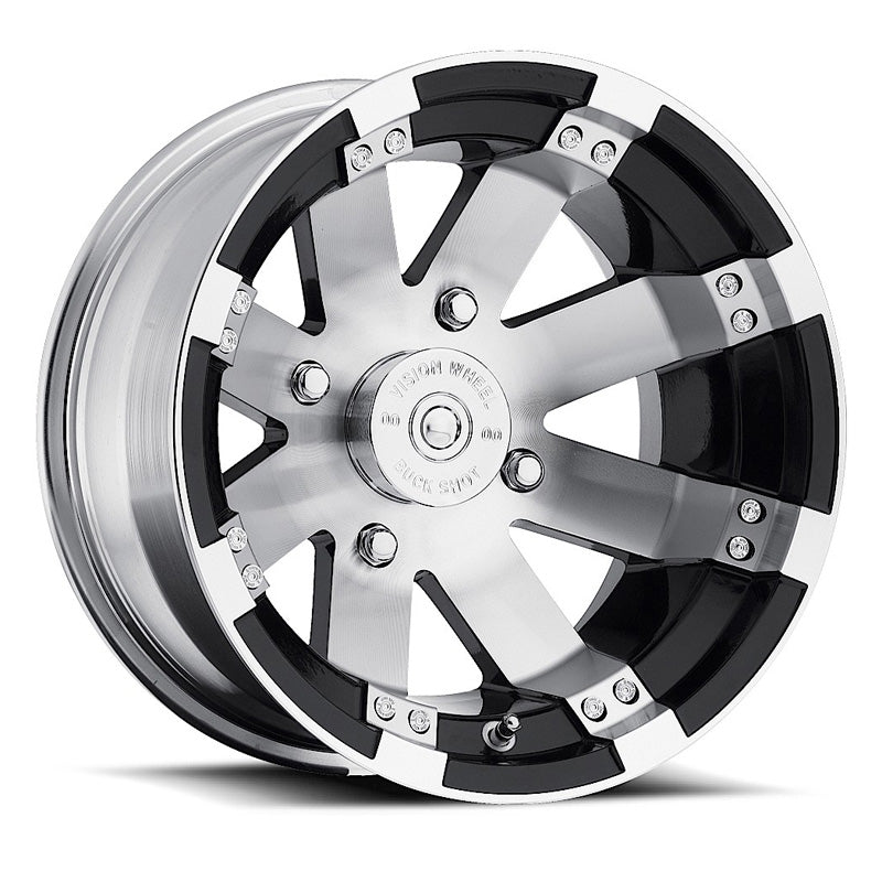 VISION WHEELS BUCK SHOT WHEEL BLACK/ALUMINIUM 12XL7 4+3 4/156 (158 - 127156BW4) - DRIVEN Canada's Powersports 158 - 127156BW4