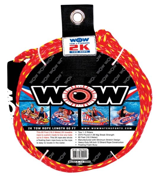 WOW 2K, 60', WATERSPORT TOW ROPE (11 - 3000) - DRIVEN Canada's Powersports 489703434021111 - 3000